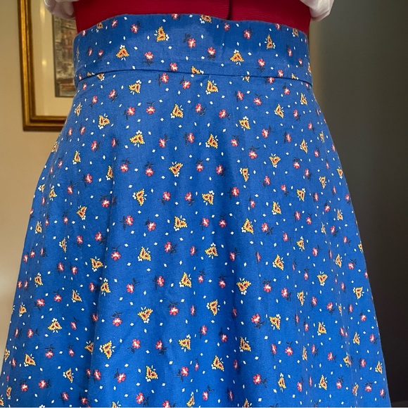 VTG 70s Floral Prairie Tired Maxi Skirt With Eyelet Lace Trim - Picture 9 of 14